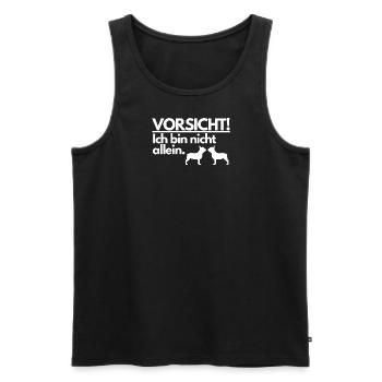 Vorsicht in weiß - Männer Premium Bio Tank Top - Schwarz - Vorne - Michal (187cm)