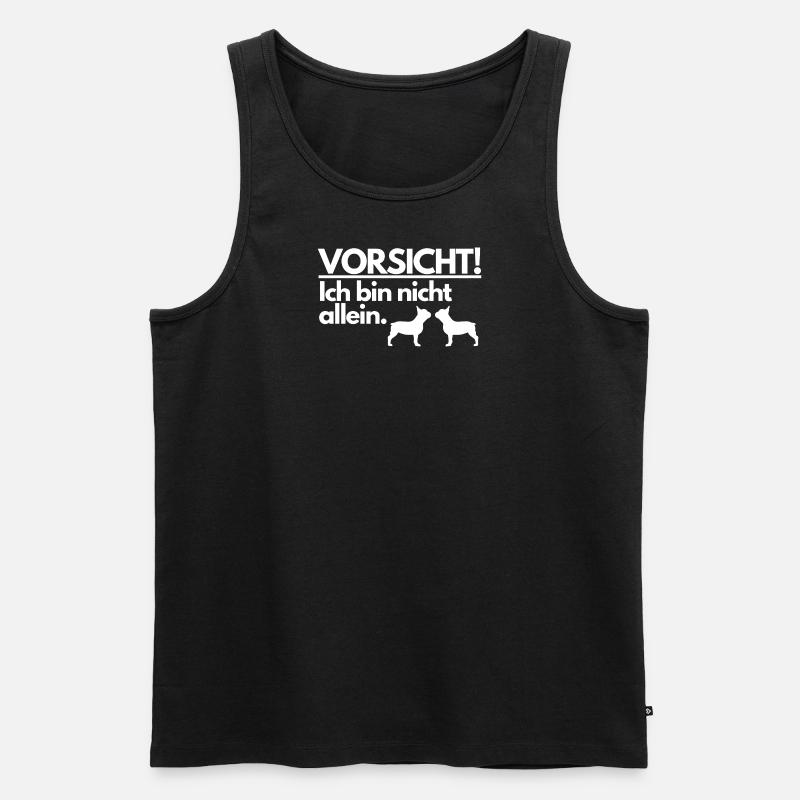 Vorsicht in weiß - Männer Premium Bio Tank Top - Schwarz