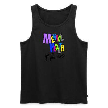 MENTAL HEALTH MATTERS - Men's Premium Organic Tank Top - black - Front - AI Model Male 178 light (178cm)