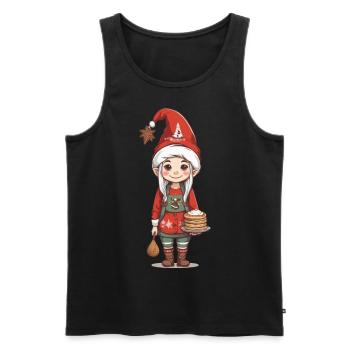Weihnachtself mit Pfannkuchen Weihnachten Design - Männer Premium Bio Tank Top - Schwarz - Vorne - Michal (187cm)