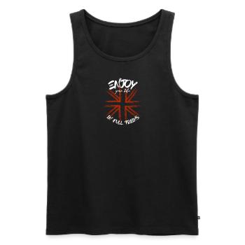 Enjoy your life in full - Männer Premium Bio Tank Top - Schwarz - Vorne - AI Model Male 178 light (178cm)