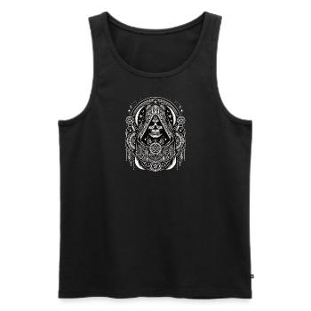 Mystischer Totenkopf Mit Symbolen Design - Männer Premium Bio Tank Top - Schwarz - Vorne - Michal (187cm)