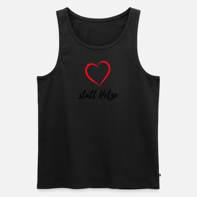 Herz statt Hetze - Männer Premium Bio Tank Top - Schwarz