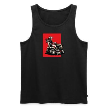 Femme sur tracteur de pelouse - Débardeur bio Premium Homme - noir - Devant - AI Model Male 178 light (178cm)