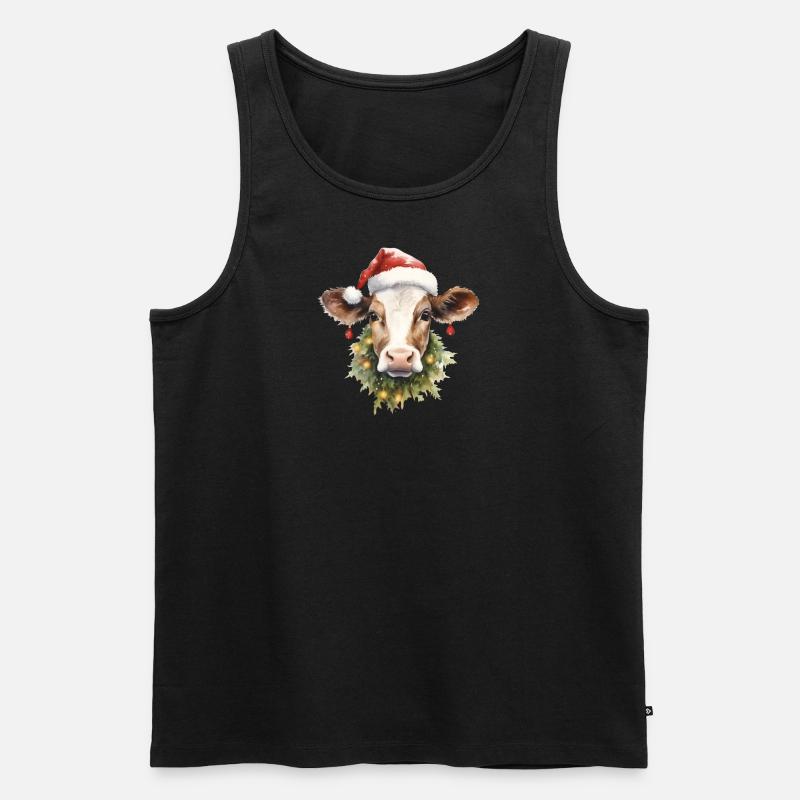 Weihnachtskuh - Männer Premium Bio Tank Top - Schwarz