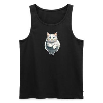 Le chat dans le saut - Débardeur bio Premium Homme - noir - Devant - AI Model Male 178 light (178cm)