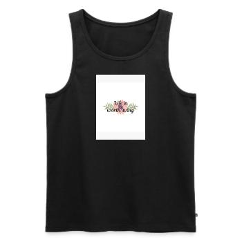 Life is Worth Living - Männer Premium Bio Tank Top - Schwarz - Vorne - AI Model Male 178 light (178cm)