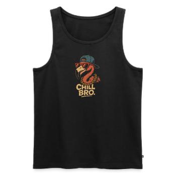 Chill Bro Flamingo entspannen relaxen - Männer Premium Bio Tank Top - Schwarz - Vorne - AI Model Male 178 light (178cm)