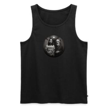 Jesus Fooled design Funny Provocative - Men's Premium Organic Tank Top - black - Front - AI Model Male 178 light (178cm)