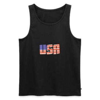 Couleurs des lettres du drapeau des États-Unis - Débardeur bio Premium Homme - noir - Devant - Michal (187cm)