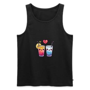 Cocktail Couple Love Heart Valentine's Day - Men's Premium Organic Tank Top - black - Front - Michal (187cm)