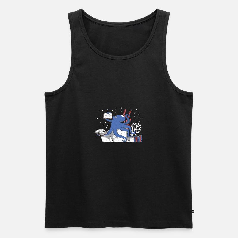 Reading Octopus - Lesen - Männer Premium Bio Tank Top - Schwarz