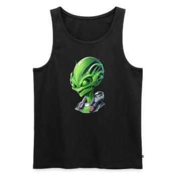 Alien Portrait: Intriguing face from an attached - Men's Premium Organic Tank Top - black - Front - AI Model Male 178 light (178cm)