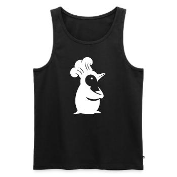 Penguin Chef Silhouette Minimalist Design - Men's Premium Organic Tank Top - black - Front - AI Model Male 178 light (178cm)
