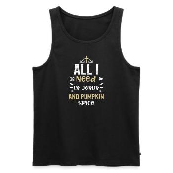 All I Need Is Jesus And Pumpkin... - Männer Premium Bio Tank Top - Schwarz - Vorne - AI Model Male 178 light (178cm)