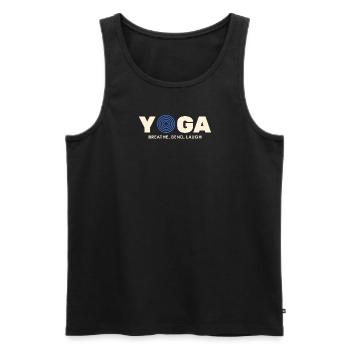 Yoga Bend Breath Laugh T-Shirt - Débardeur bio Premium Homme - noir - Devant - AI Model Male 178 light (178cm)