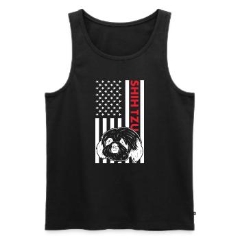 Shih Tzu Us Drapeau - Débardeur bio Premium Homme - noir - Devant - Michal (187cm)