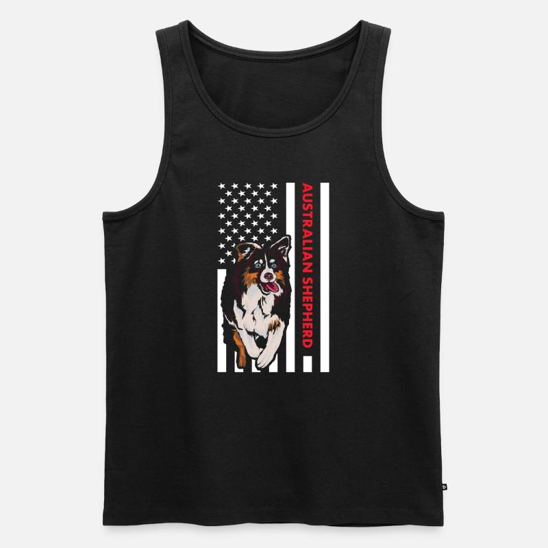Dog Aussie Us Flag - Männer Premium Bio Tank Top - Schwarz