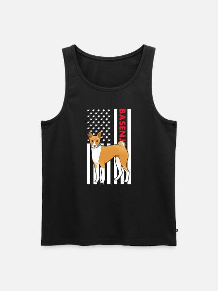 Dog Basenji Us Flag - Men's Premium Organic Tank Top - black