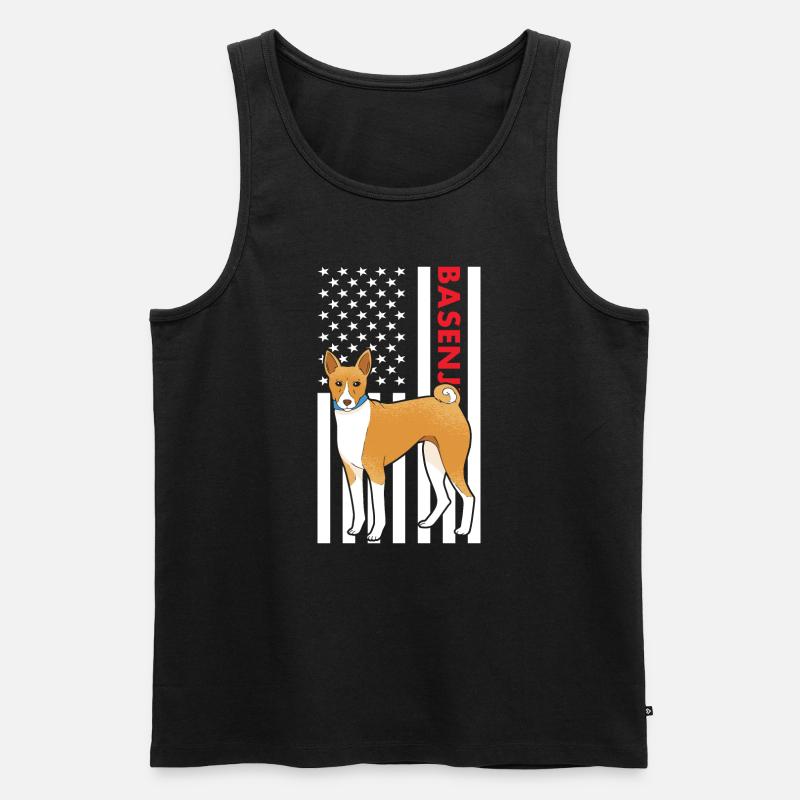 Chien Basenji Us drapeau - Débardeur bio Premium Homme - noir