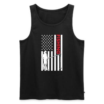 Fisher Us Flag Pêche - Débardeur bio Premium Homme - noir - Devant - Michal (187cm)