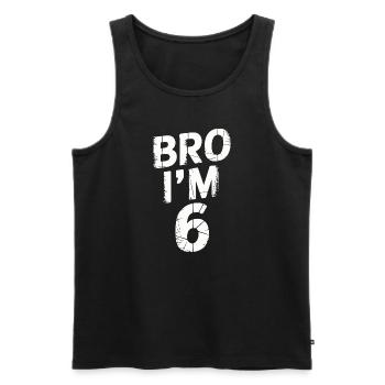 Frère, j’ai 6 ans – Design d’anniversaire cool - Débardeur bio Premium Homme - noir - Devant - Michal (187cm)