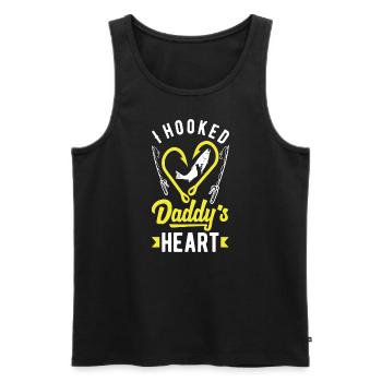 I Hooked Daddy's Heart Fishing Father's Day - Männer Premium Bio Tank Top - Schwarz - Vorne - Michal (187cm)