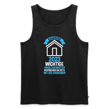 Bauherr 2023 Hausbau Baubeginn Geschenk - Männer Premium Bio Tank Top - Schwarz - Vorne - Michal (187cm)