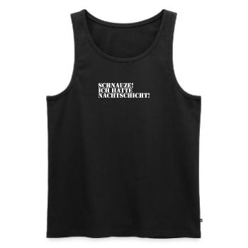 Nachtschicht white - Männer Premium Bio Tank Top - Schwarz - Vorne - Michal (187cm)