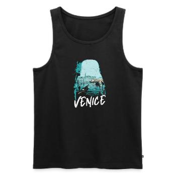Venedig und seine Gondeln: Elegante Illustration - Männer Premium Bio Tank Top - Schwarz - Vorne - AI Model Male 178 light (178cm)