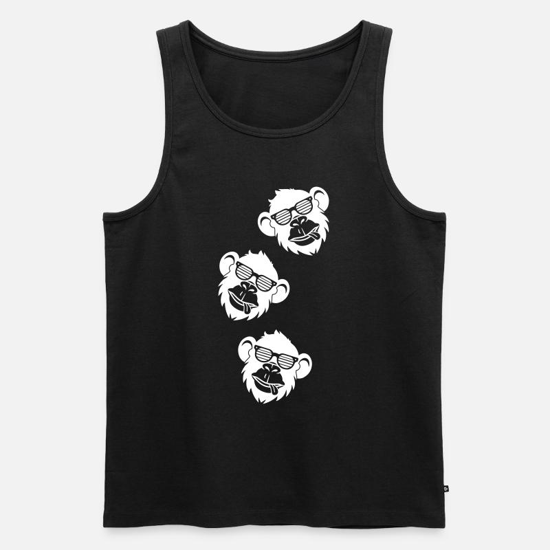 Affe Cool Kopf - Männer Premium Bio Tank Top - Schwarz
