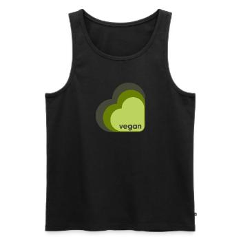 Cœur végétalien vert trois couleurs - Débardeur bio Premium Homme - noir - Devant - AI Model Male 178 light (178cm)