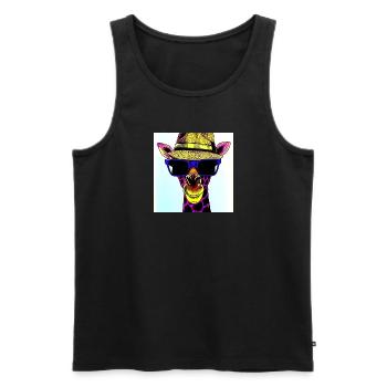 Giraffe in a hat - Men's Premium Organic Tank Top - black - Front - AI Model Male 178 light (178cm)