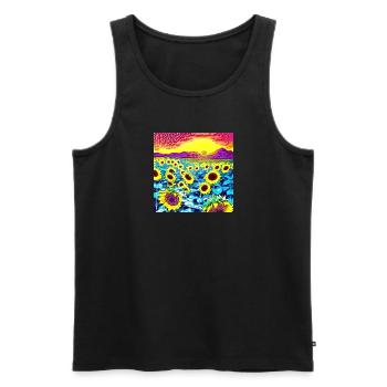 Sonnenblumenblüten - Männer Premium Bio Tank Top - Schwarz - Vorne - AI Model Male 178 light (178cm)