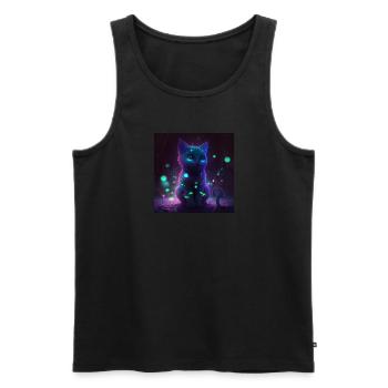 Neon Space Cat #001 - Männer Premium Bio Tank Top - Schwarz - Vorne - AI Model Male 178 light (178cm)
