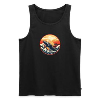 Whale Ukiyo-e 2 - Men's Premium Organic Tank Top - black - Front - AI Model Male 178 light (178cm)