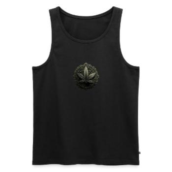 Crypto-Leaf - Men's Premium Organic Tank Top - black - Front - AI Model Male 178 light (178cm)