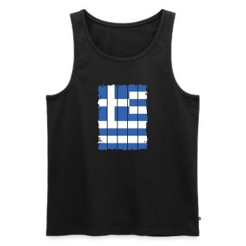 Drapeau de la Grèce Hellas Athènes Drapeau grec - Débardeur bio Premium Homme - noir - Devant - AI Model Male 178 light (178cm)