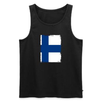 Finnland Flagge Suomi Finnische Fahne Used Look - Männer Premium Bio Tank Top - Schwarz - Vorne - AI Model Male 178 light (178cm)