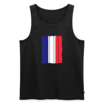 Drapeau de la France Utilisé Drapeau Français - Débardeur bio Premium Homme - noir - Devant - AI Model Male 178 light (178cm)