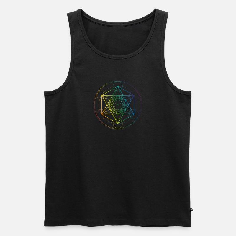 Metatrons Cube rainbow - Männer Premium Bio Tank Top - Schwarz