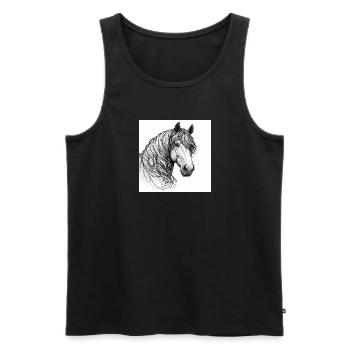 Portrait du cheval - Débardeur bio Premium Homme - noir - Devant - Michal (187cm)