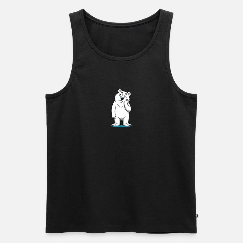 Perplexed Eisbär: Neugieriger Cartoon-Bär - Männer Premium Bio Tank Top - undefined