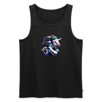 Cute Goats and Drum Farm Motif - Men's Premium Organic Tank Top - black - Front - Michal (187cm)