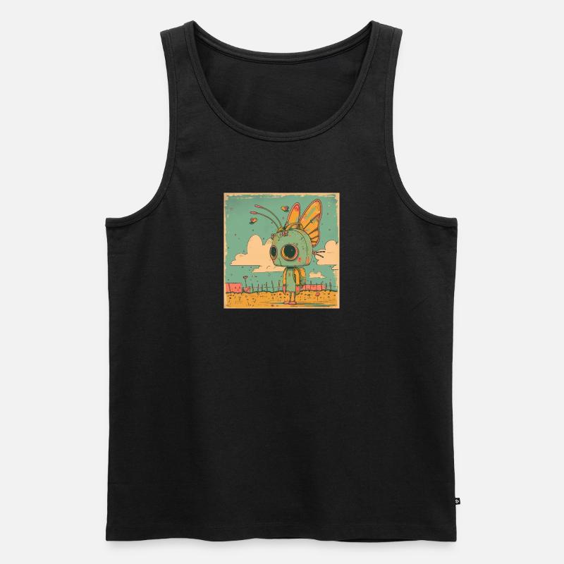 Roboter Mädchen - Männer Premium Bio Tank Top - Schwarz