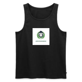 Der grüne Affe - Männer Premium Bio Tank Top - Schwarz - Vorne - Michal (187cm)