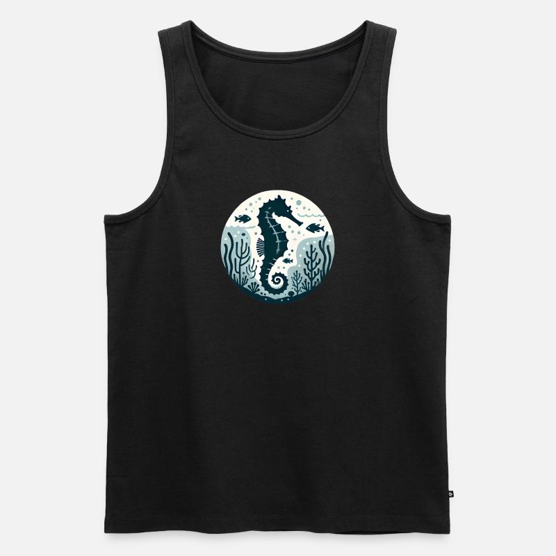 Seepferd - Männer Premium Bio Tank Top - Schwarz