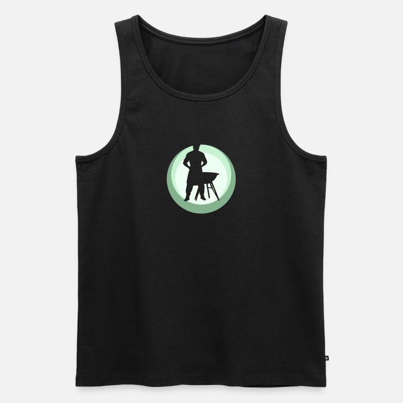 BBQ Grillzange Grillwurst - Männer Premium Bio Tank Top - Schwarz