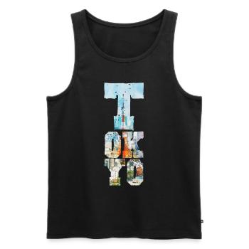 TOKYO TOWER FONT AQUARELL - Männer Premium Bio Tank Top - Schwarz - Vorne - AI Model Male 178 light (178cm)