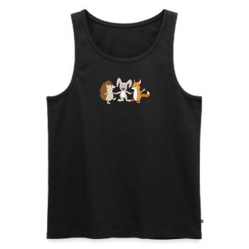 Design pour enfants / trois amis / automne / hérisson - Débardeur bio Premium Homme - noir - Devant - AI Model Male 178 light (178cm)